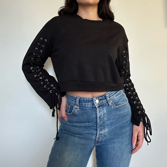 Black Tie Up Sweater - Picture 1 of 2